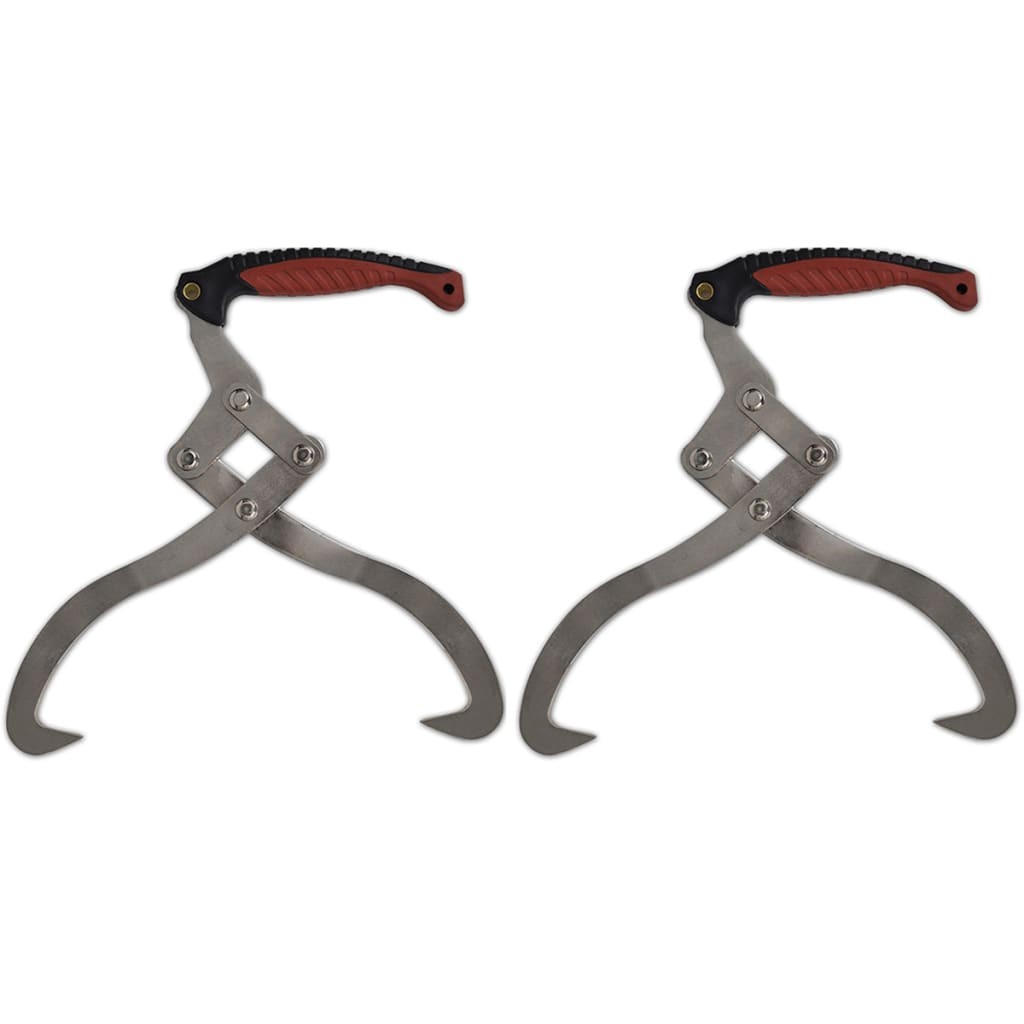 2x Log Tongs with TPR Handle Forestry Grabber Skidding Lifting Timber vidaXL