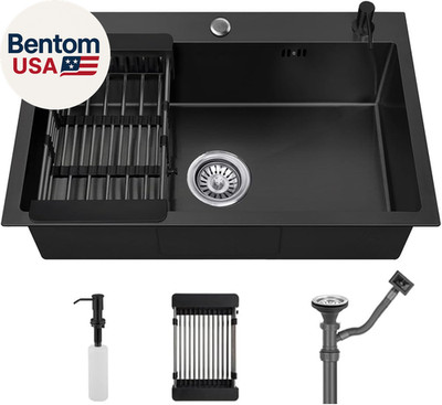 Topmount Drop in Kitchen Sink with 3 Holes Stainless Steel Single Bowl Sinks Bas