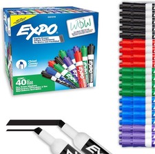EXPO Dry Erase Markers 40 Count Assorted Colors Chisel Tip Low Odor Bulk New Set