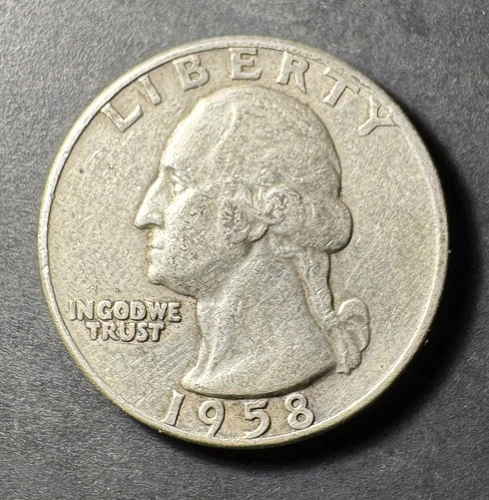 1958-D Silver Washington Quarter (Circulated) - (#3018) Very Fine Condition
