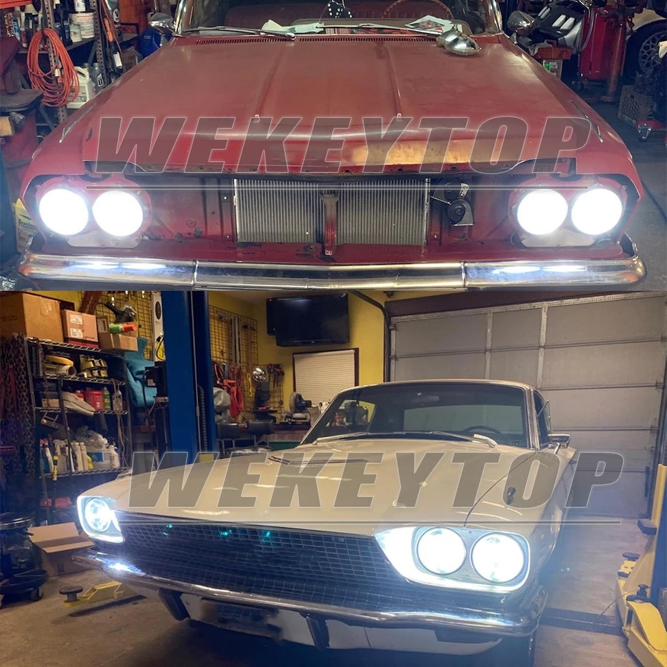 4pc 5 3/4 5.75 Round Headlight Housing Hi/Lo Beam For Pontiac Firebird 1967-1969 Foto 2 de 4