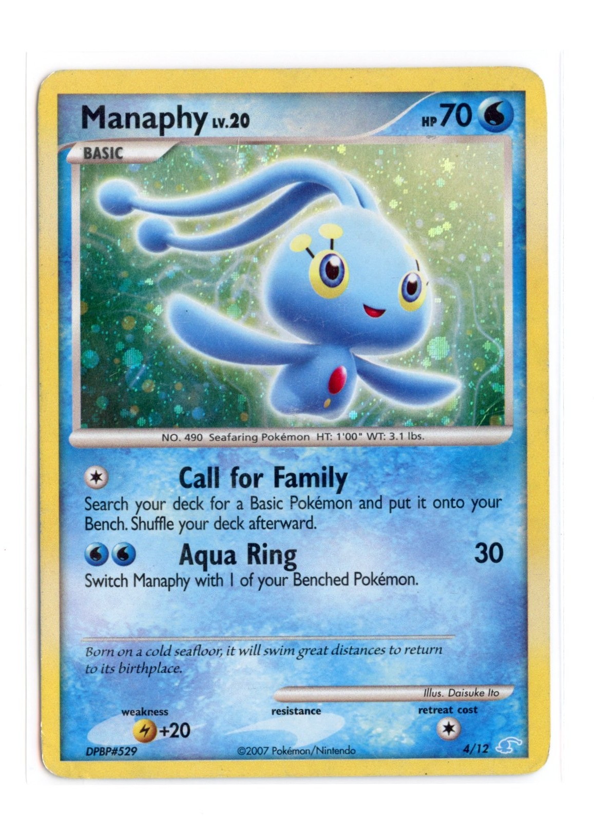 Manaphy 4/12 Common Holo DP Trainer Kit: Manaphy & Lucario Pokemon HP DMG