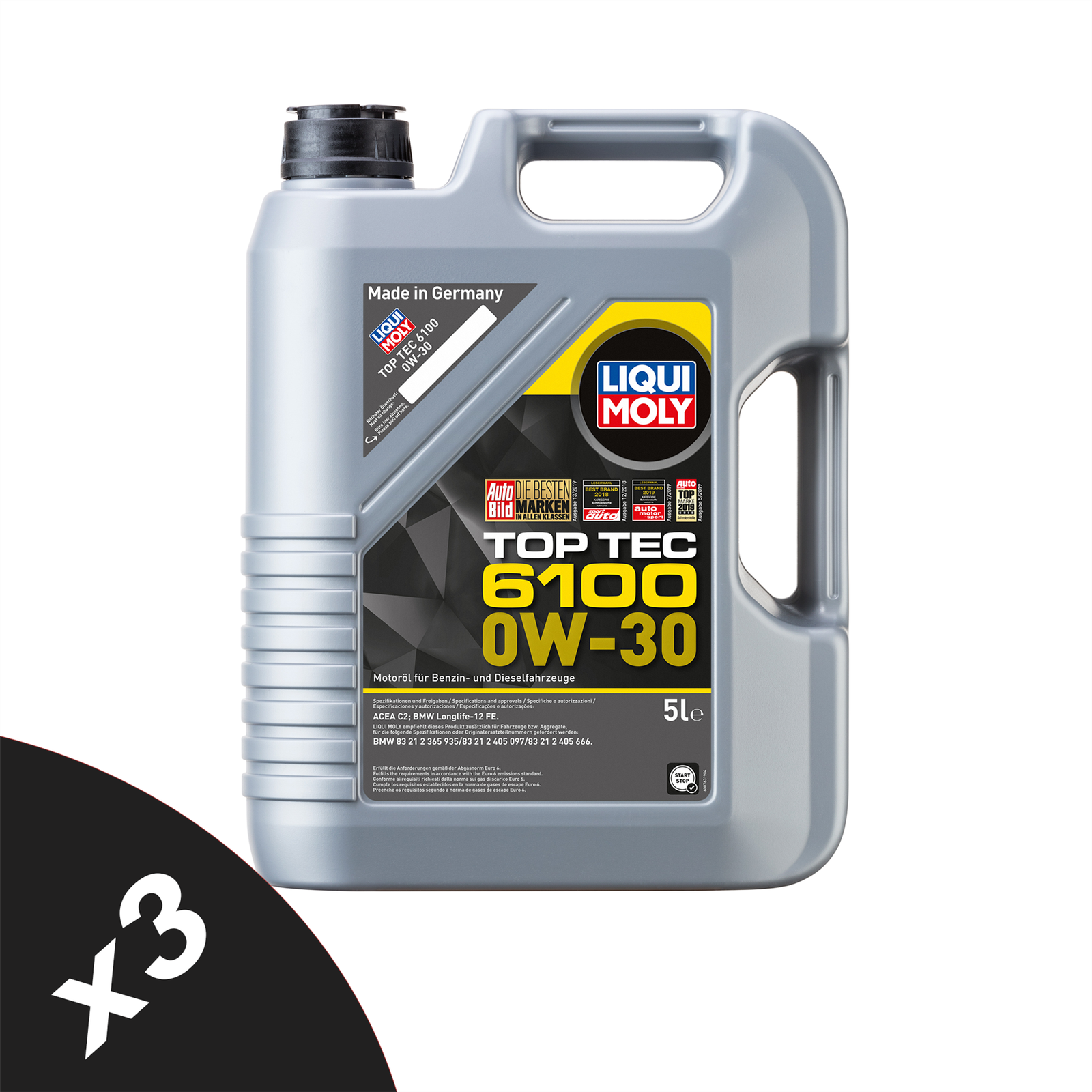 Liqui Moly Top Tec 6100 0w30 Fully Synthetic Engine Oil ACEA C2, API SP 3x5L
