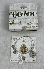 Brand New ALEX AND ANI Harry Potter Deathly Hallows Silver Charm Bangle Bracelet