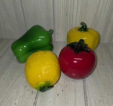 Vintage Hand Blown Glass Vegetables Murano Style Art Deco Lot of 4 Tomato Pepper