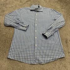 BOSS Hugo Boss Sharp Fit Dress Shirt Mens 16/33 Blue White Plaid Cotton Classic