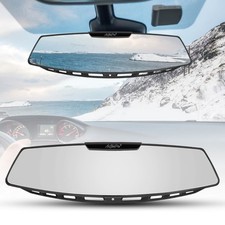 12" x 3.3" Car Clip-On Rearview Mirror Wide Angle Convex Anti-Glare White Glass