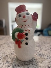 Vintage Christmas Dapol Blow Mold Tabletop Snowman Light Up Decoration 12"