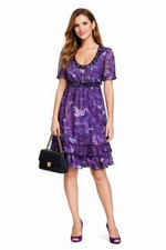 TOGETHER PRINT DRESS PURPLE SIZE 38, SIZE 40 0911607497