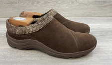 Vionic Arbor Women's Clog Brown Suede Knit 7.5 Slip On Casual Comfort Shoes