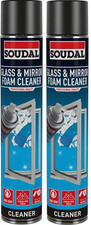 Pack of 2 Soudal Glass Window Mirror Cleaner Foam 750ml Bottles