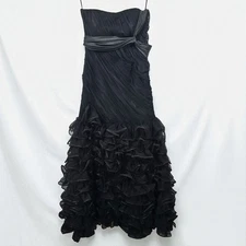 Guillermo New York Black Strapless Ruffled Tulle Evening Formal Dress Size 6 NWT