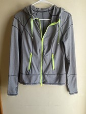 Zella Track Jacket Women's Hoodie Full Zip Striped Pockets Thumbhole Gray Sz S