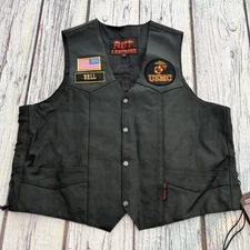 USMC Force Recon 2nd Marine Division Leather Vest Hot Leathers 5XL Biker