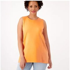 Denim  Co. Women Top Sz M Essentials Jersey Swing Tank Tunic Orange A511168