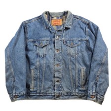 Vintage Levi's Denim Trucker Jacket Mens XL Blue Flannel Lined Heavyweight 90s