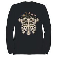 Floral Ribcage Skeleton Art Women's Sweatshirt