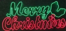3 FT MERRY CHRISTMAS LIGHT GLO NEON SIGN OUTDOOR YARD DECOR
