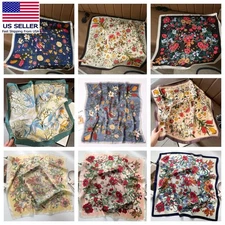 Square Satin Scarf Silk Feel Neckerchief Hair Neck Scarf Floral Bandanna 27"x27"