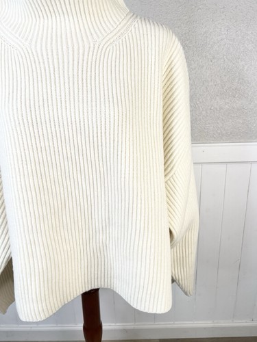Toteme Sweater Wool-Blend Rib Knit Turtleneck Sz L Quiet Luxury Minimalist - Picture 6 of 15