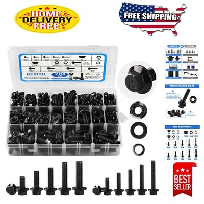 Versatile 280-Piece Flange Bolt Assortment - M6, M8, M10 | Heavy-Duty Fasteners