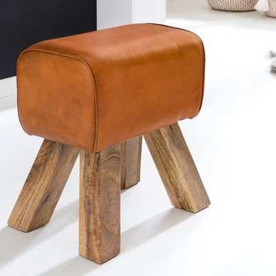 FineBuy Sitzhocker Springbock Fußhocker Turnhocker Turnbock Pferd Leder Hocker