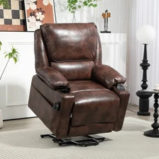Lift Recliner Chair, Power Lift Sofa with Massage and Heat, Brown