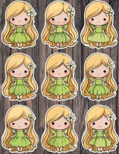 Little Fairy In Green Die Cut Vinyl Stickers Scrapbooking Laptop Waterbottle