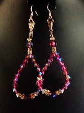 10cm Sterling & Tibetan 925 Silver Earings With Purple Austrian Crystals.