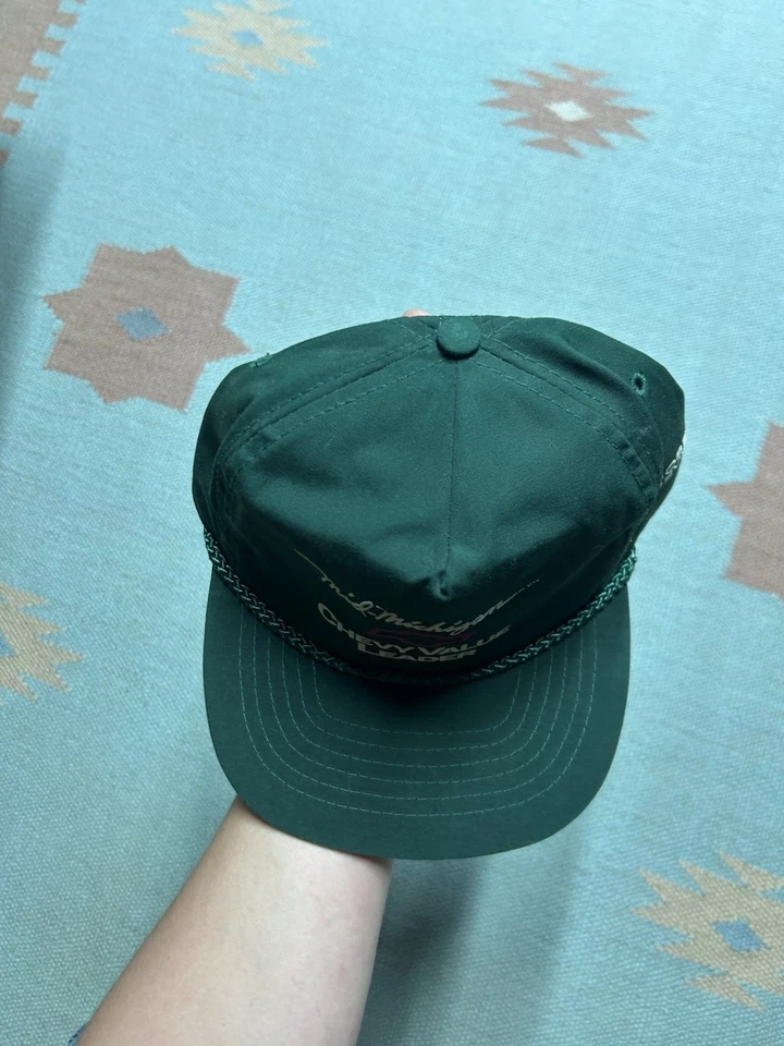 Gorra de colección StrapBack Mid Michigan Chevy Value Leader camión coche verde Foto 3 de 4