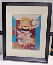 Steve Gill 1990 Original Cartoon Art Dentist Humor Framed Signed 15x12