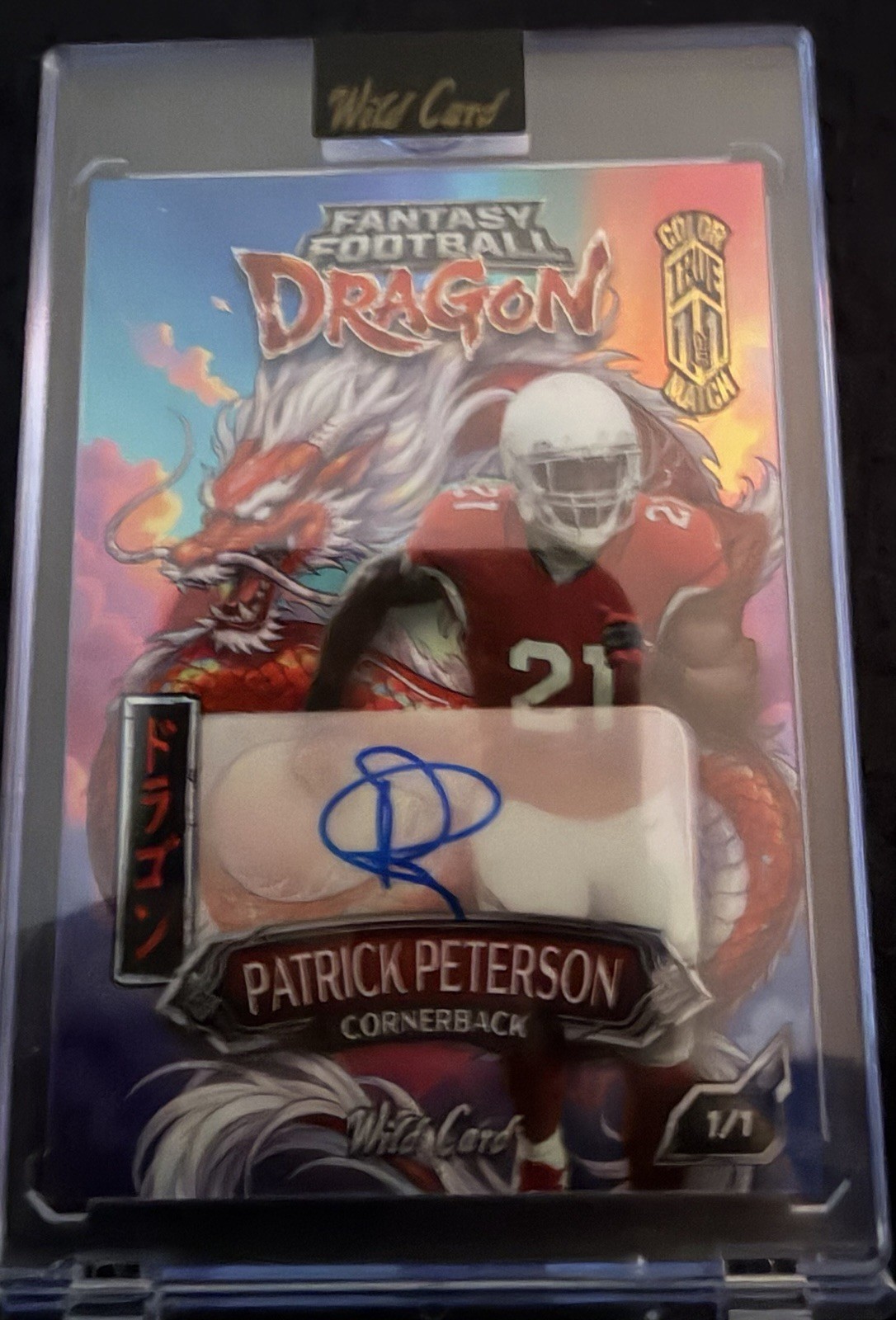 Wild Card Fantasy Football Dragon Patrick Peterson Cardinals Auto 1/1 view 1