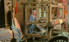 Spinning and Weaving Exhibit Williamsburg Virginia Colonial Loom Postcard Color