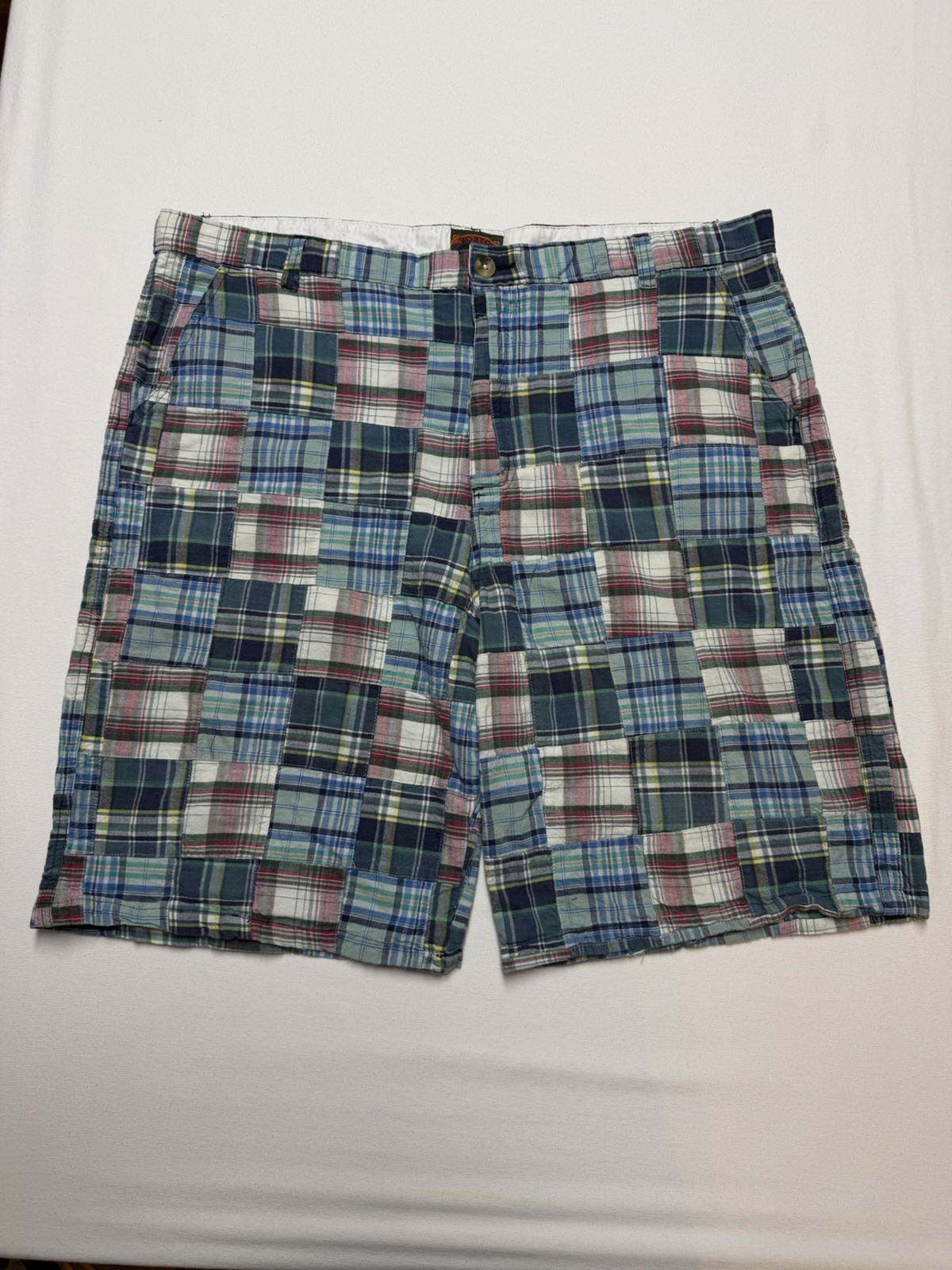 Boston Traders Madras Plaid Patchwork Shorts Mens… - image 1