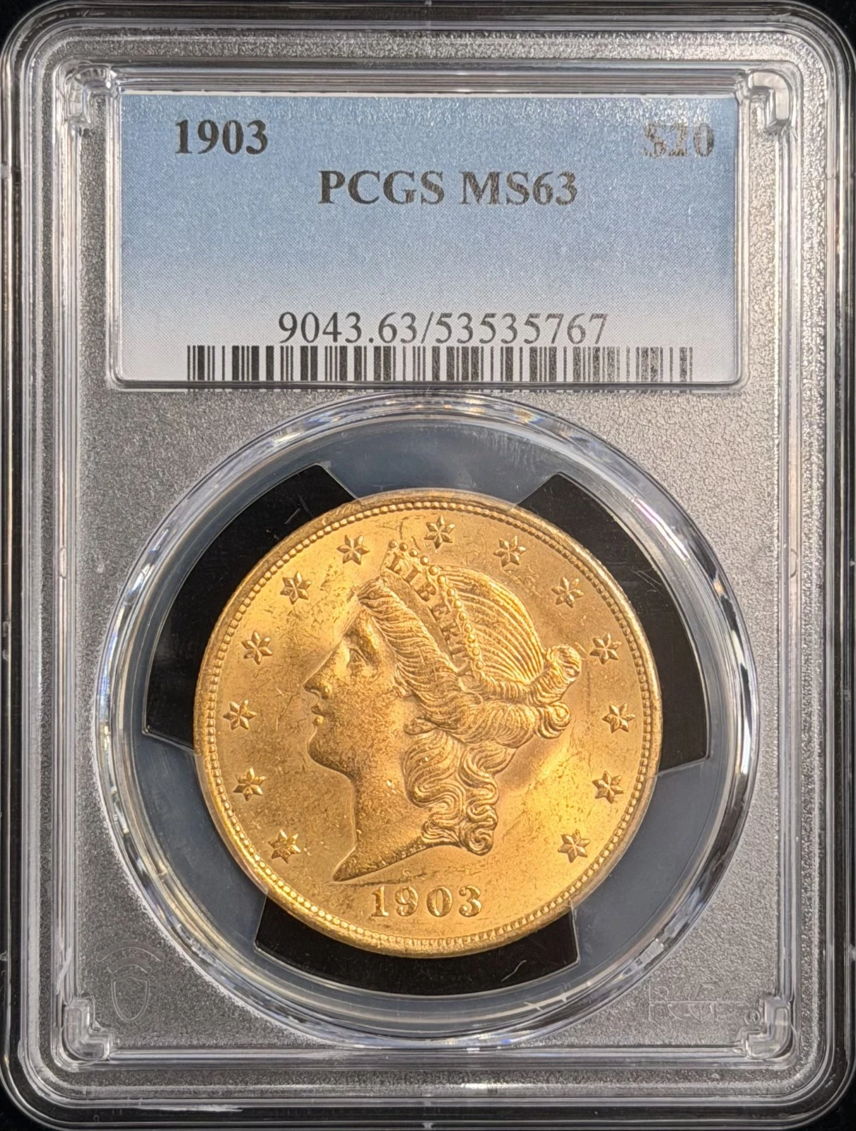 1903 Liberty Head $20 Double Eagle Gold Coin PCGS MS 63