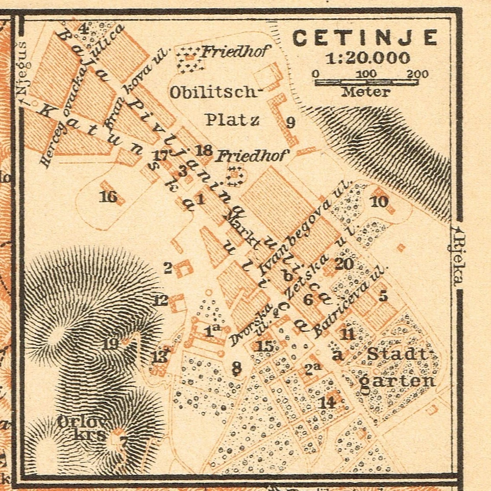 CETINJE  Цетиње MONTENEGRO  Crna Gora  1911    Original map and plan - Image 2 of 4