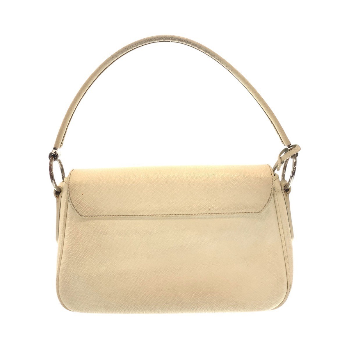 PRADA Saffiano White Silver Hardware Leather Shoulder Bag Handbag Women s 502056 thumbnail 2