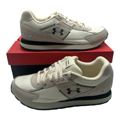 Under Armour Essential Runner Running Shoes Mens 12 White/Brown Sneakers READ