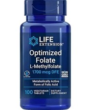 Optimized Folate L-Methylfolate 1700mcg - 100 Veg Tabs Life Extension