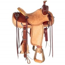 Horse Saddle Western Leather Wade Tree A Fork Work Ranch Roping Trail Tack