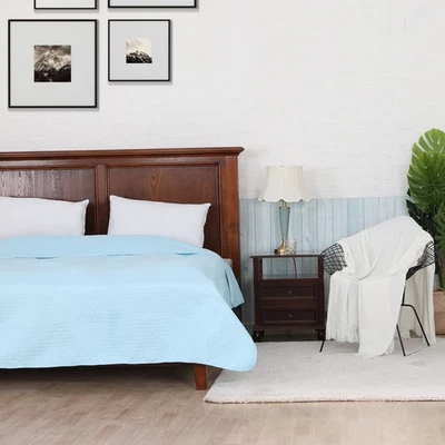 ALPHA HOME Quilted Quilt Quilted Blanket Coverlets Bedspreads 68''x86'' Twin Size Sky Blue