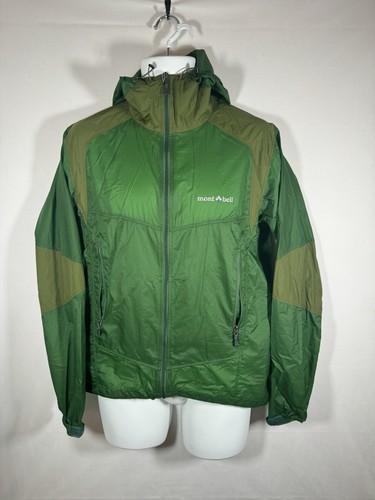 Montbell Nylon Windbreaker Jacket Green Lightweight Outdoor Packable Sz Small