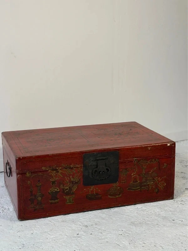 Antique - Malle, Boîte de rangement Chinoise - Bois laqués & peinte mains - Photo 4/4