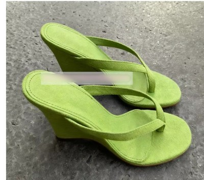 Womens High Wedge Heel Sweet Beach Flip Flops Summer Slip On Sandals Shoes Hot
