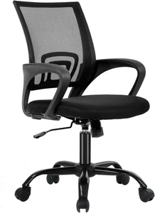 Silla de Oficina Ergonomica de Malla Ajustable Giratoria de Color Negro Mate