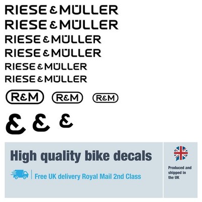 Riese & Muller bike decals with free bike protection (27 pack) - 20 colours