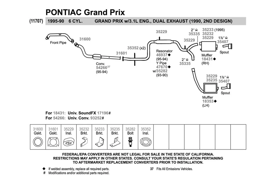 For Pontiac Grand Prix 90-96 Exhaust Muffler SoundFX Passenger Side Aluminized Foto 3 de 4