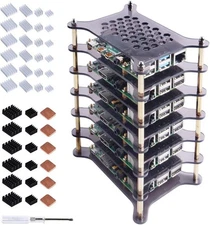 6-Layers Cluster Case for Raspberry Pi, Pi Rack Case with Raspberry Pi Heatsinks
