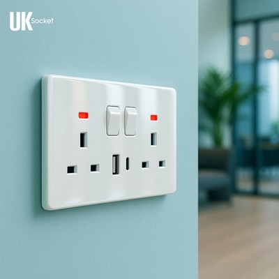 2/5 Stück UK 13A 2 Gang geschaltete Steckdose mit USB Typ-C & USB-A