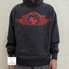 GOTOFREE BLACK HOODIE VINTAGE HOODED SAINT SWEATSHIRT ACTIVEWEAR JUMPER TOP